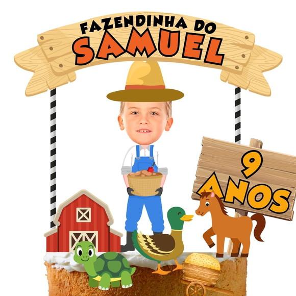 Topo de Bolo com Sua Foto Fazendinha Menino 2