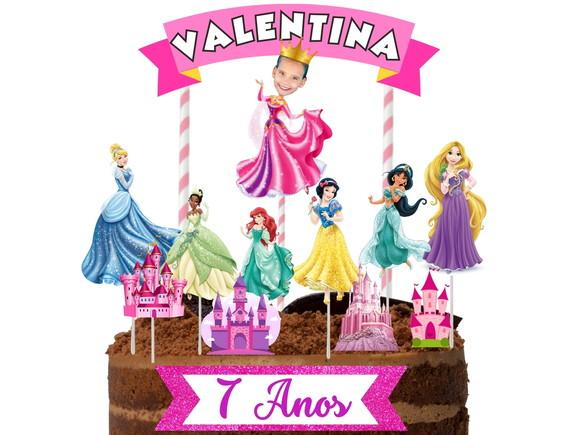 Topo de Bolo com Sua Foto Princesas + 10 Toppers Rostinho.