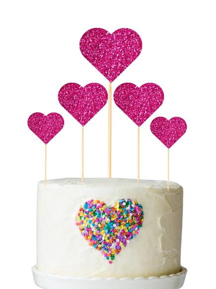 Topo de Bolo Coração Glitter