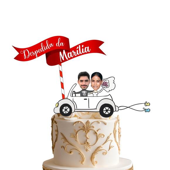 Topo de Bolo Despedida de Solteira com Fotos do Casal