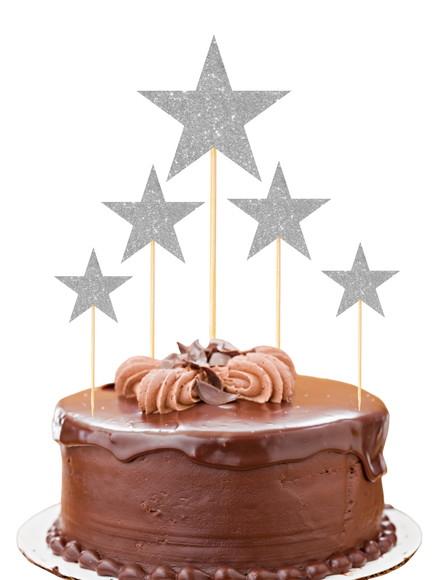 Topo de Bolo Estrelas Glitter