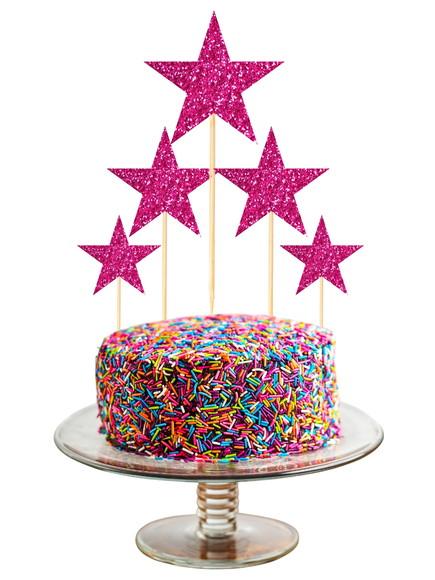 Topo de Bolo Estrelas Glitter