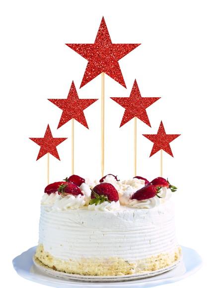 Topo de Bolo Estrelas Glitter