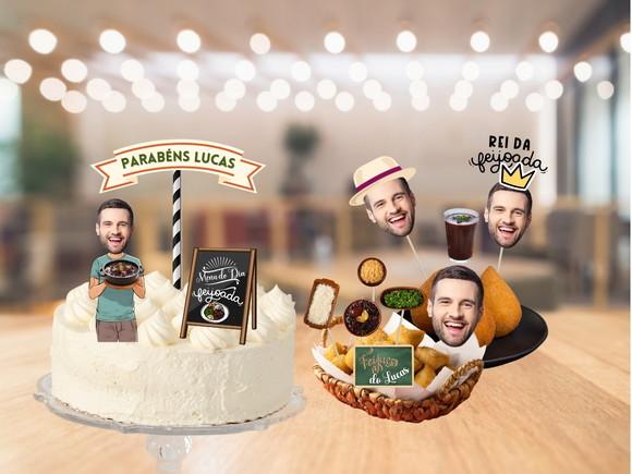 Topo de Bolo Feijoada com Foto + 20 Toppers Docinhos