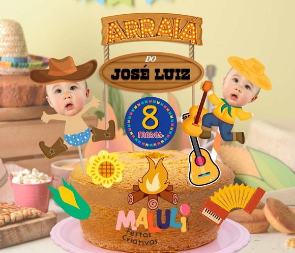 Topo de Bolo Festa Junina Personalizado com Foto Arraiá