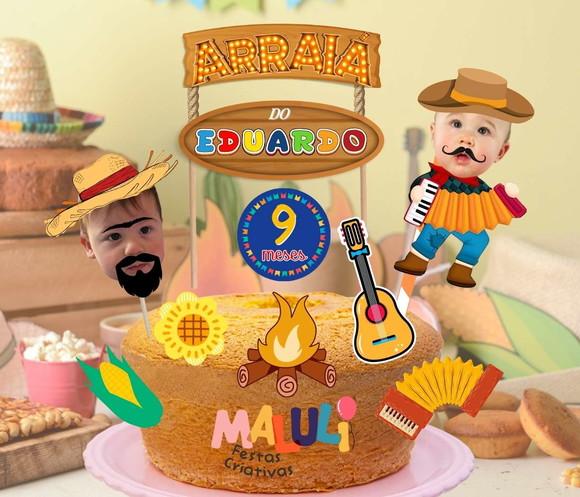 Topo de Bolo Festa Junina Arraiá Personalizado com Foto