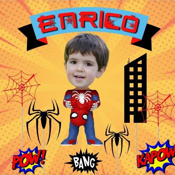 Topo de Bolo Homem Aranha com Sua Foto + Elementos