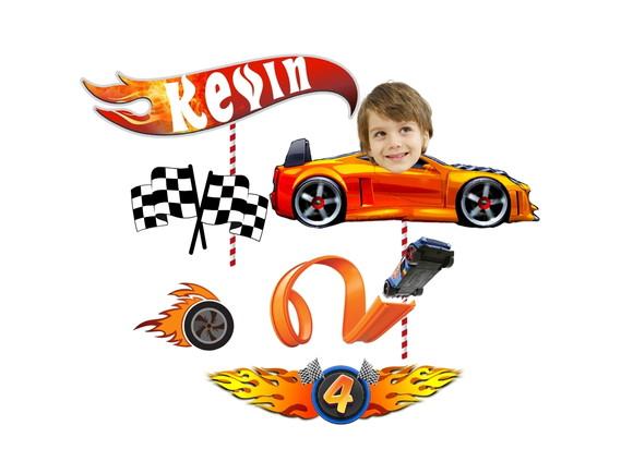 Topo de Bolo Hot Wheels com Sua Foto de Rostinho.