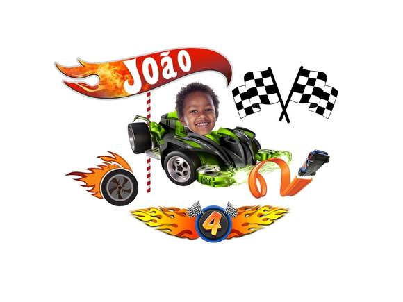 Topo de Bolo Hot Wheels com Sua Foto de Rostinho.