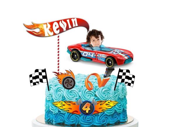 Topo de Bolo Hot Wheels com Sua Foto, Nome e Idade