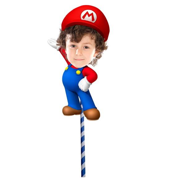 Topo de Bolo Mario Bros com Sua Foto
