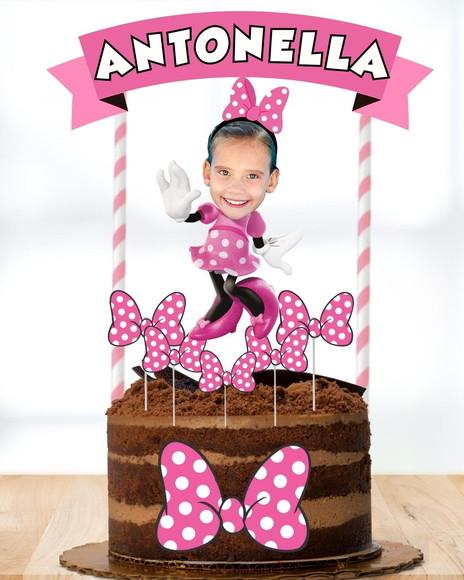 Topo de Bolo Minnie com Sua Foto