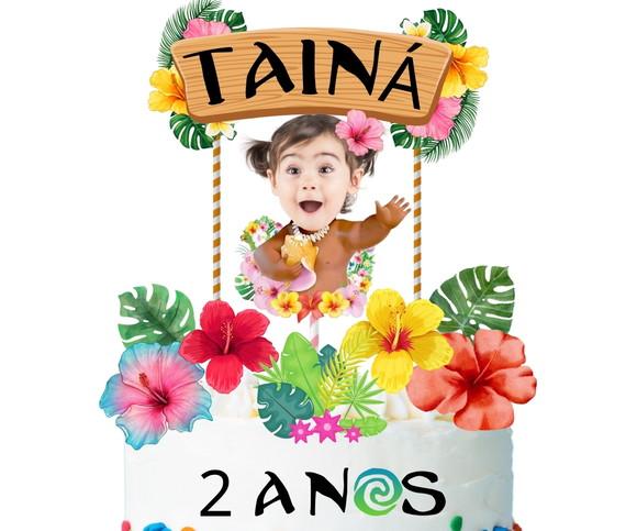 Topo de Bolo Moana Baby com Foto