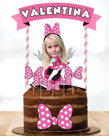 Topo de Bolo Minnie com Sua Foto