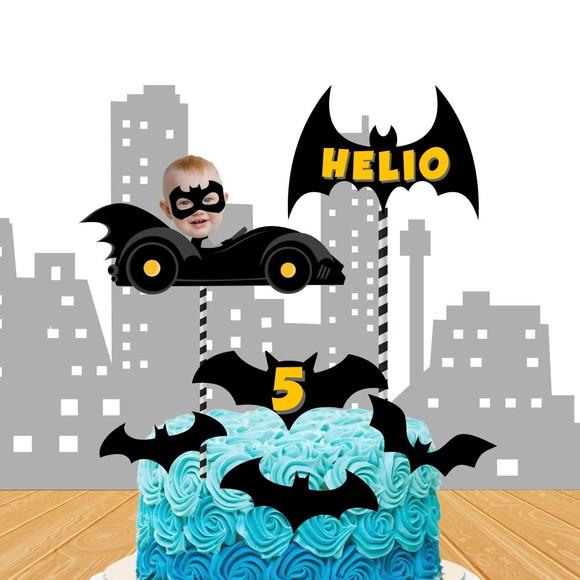 Topo de Bolo Personalizado Batman com Foto + 20 Toppers.