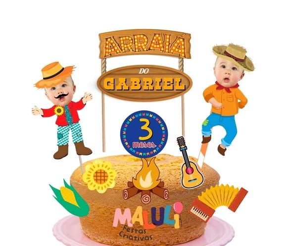 Topo de Bolo Personalizado Festa Junina com Foto