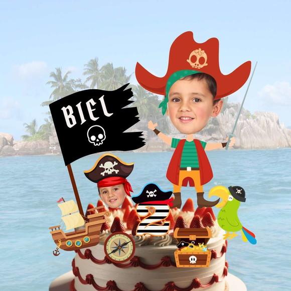 Topo de Bolo Pirata com Personalizado com Sua Foto.