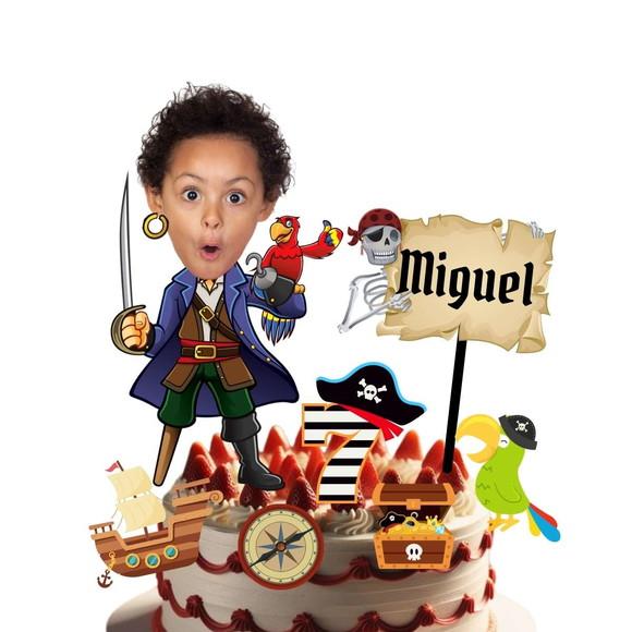Topo de Bolo Pirata com Personalizado com Sua Foto.