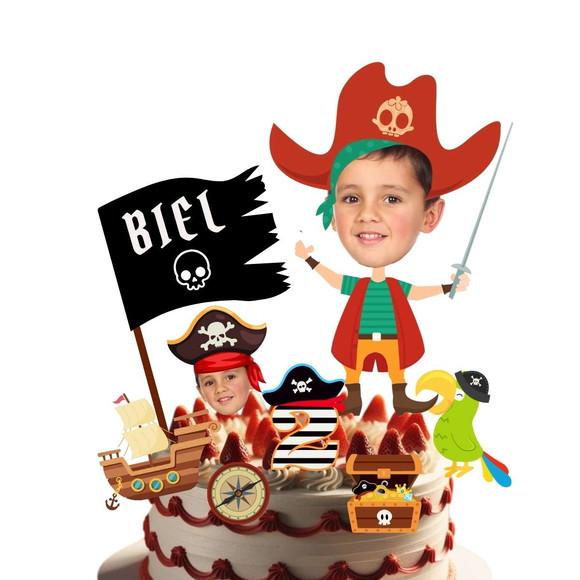 Topo de Bolo Pirata com Personalizado com Sua Foto.