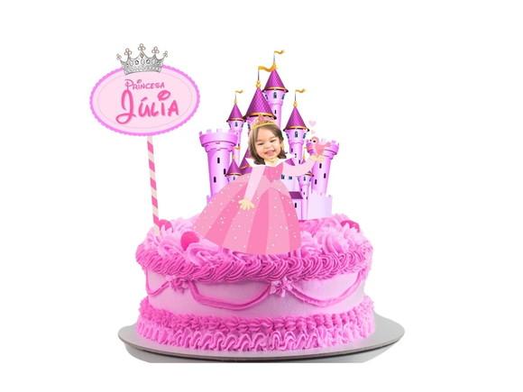 Topo de Bolo Princesa Personalizado com Foto