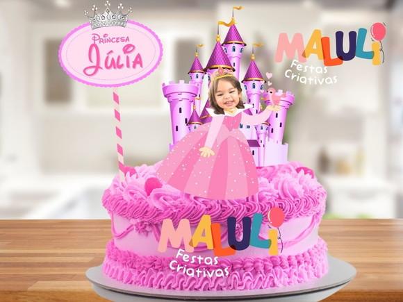 Topo de Bolo Princesa Personalizado com Foto