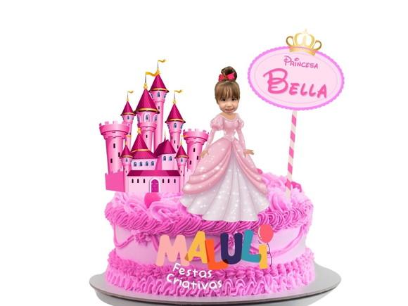 Topo de Bolo Princesa Personalizado com Sua Foto