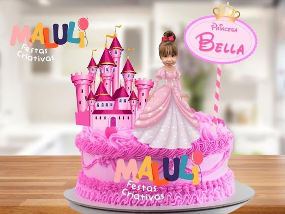 Topo de Bolo Princesa Personalizado com Sua Foto