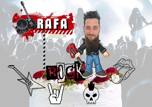 Topo de Bolo Rock + 20 Toppers Doces Personalizados com Foto