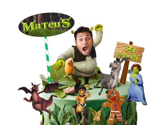 Topo de Bolo Shrek Personalizado com Sua Foto.