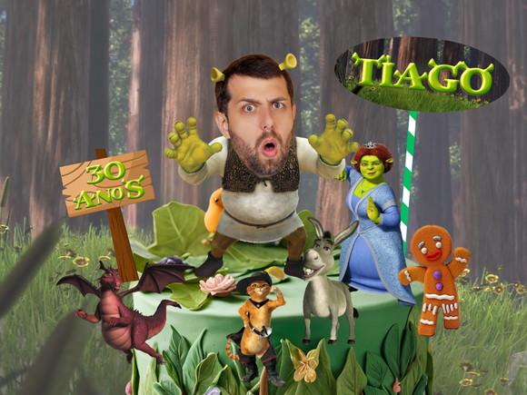 Topo de Bolo Shrek com Sua Foto.