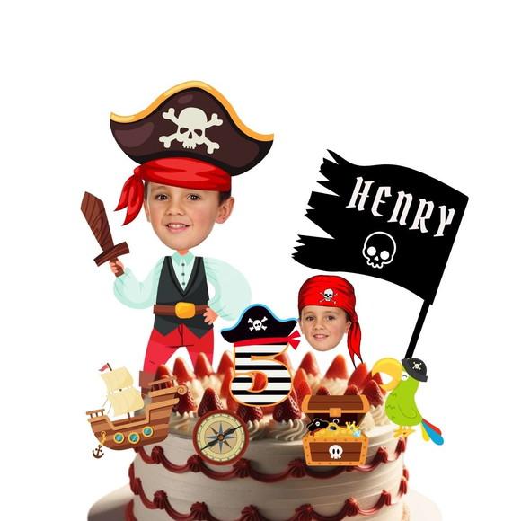 Topo Pirata para Bolo com Personalizado com Sua Foto.