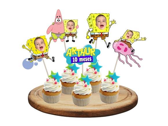 Toppers Bob Esponja com Sua Foto para Doces