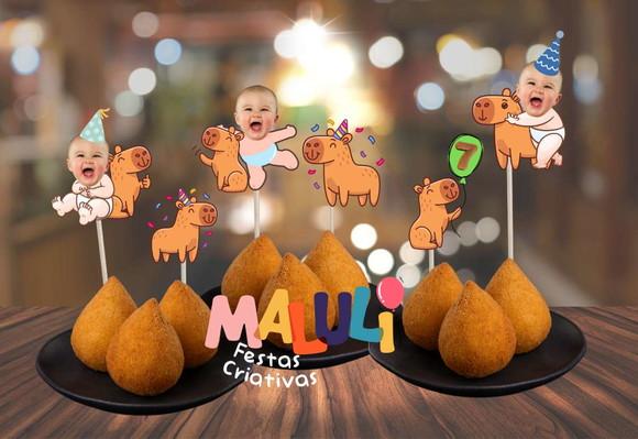 Toppers Capivara com Rostinho para Aniversário e Mesversário