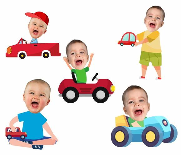 Toppers Carrinho com Foto para Doces, Cupcakes e Salgados..