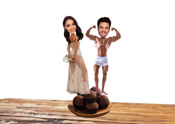 Toppers Casal de Noivos com Foto para Despedida de Solteira