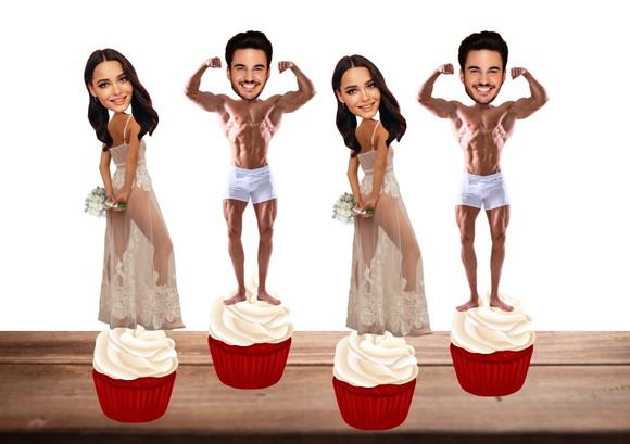 Toppers Casal de Noivos com Foto para Despedida de Solteira