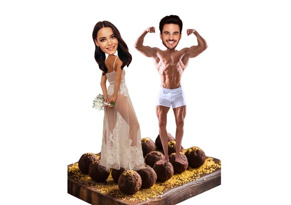 Toppers Casal de Noivos com Foto para Despedida de Solteira