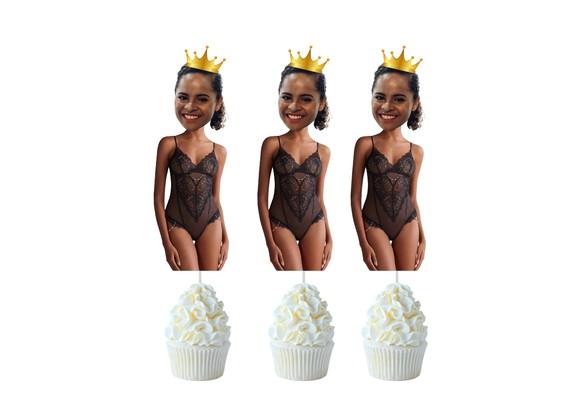 Toppers Chá de Lingerie com Sua Foto. para Doces e Decoração
