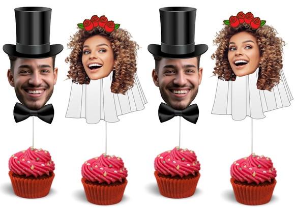 Toppers Casal Noivos para Despedida de Solteira com Sua Foto