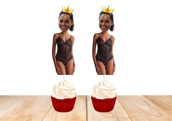 Toppers Chá de Lingerie com Sua Foto. para Doces e Decoração