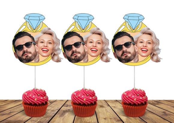 Toppers com Foto do Casal para Despedida de Solteira Chá Bar
