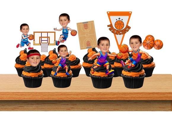 Toppers Doces de Basquete com Foto do Rostinho