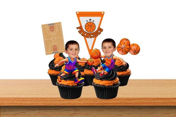 Toppers Doces de Basquete com Foto do Rostinho