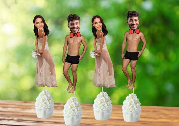 Toppers dos Noivos com Foto Rostinhos.
