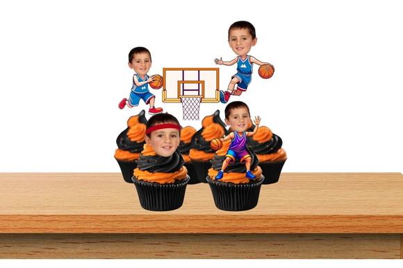 Toppers Doces de Basquete com Foto do Rostinho