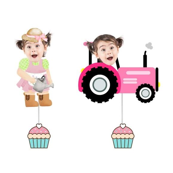 Toppers Fazendinha Menina com Foto - 10 Modelos Diferentes