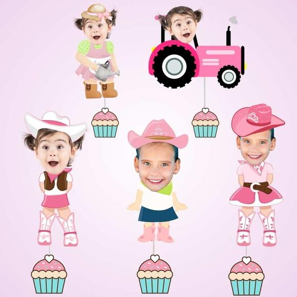 Toppers Fazendinha Menina com Foto - 10 Modelos Diferentes