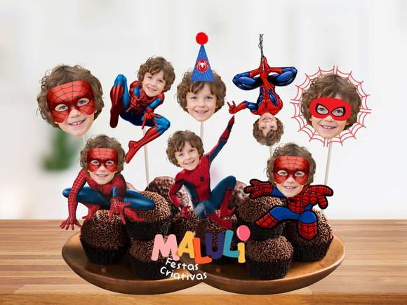 Toppers Homem Aranha com Sua Foto para Docinhos