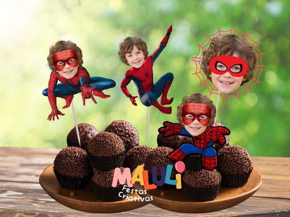 Toppers Homem Aranha com Sua Foto para Docinhos