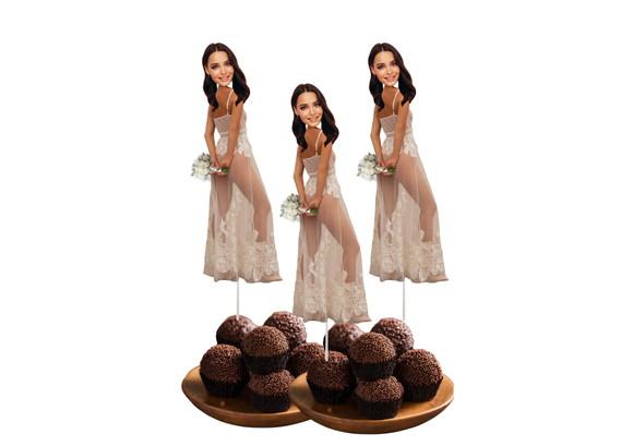 Toppers Noiva com Sua Foto para Despedida de Solteira